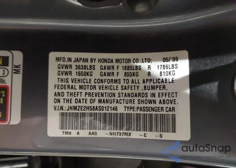2010 Honda Insight Lx from USA, damaged, VIN JHMZE2H58AS012146